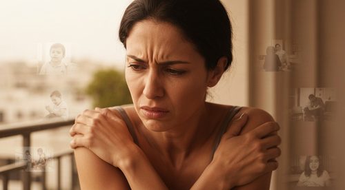אישה ישראלית עם סטרס כרוני - טראומה שמאוחסנת בגוף ומחזיקה כאב